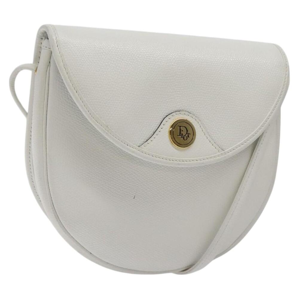 DIOR Shoulder Bag Leather White Gold